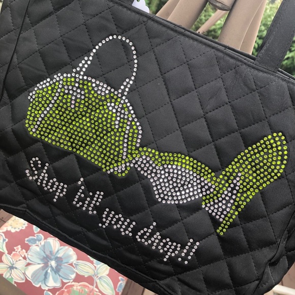 Medium Black Quilted Rhinestone Handbag - Picture 2 of 5
